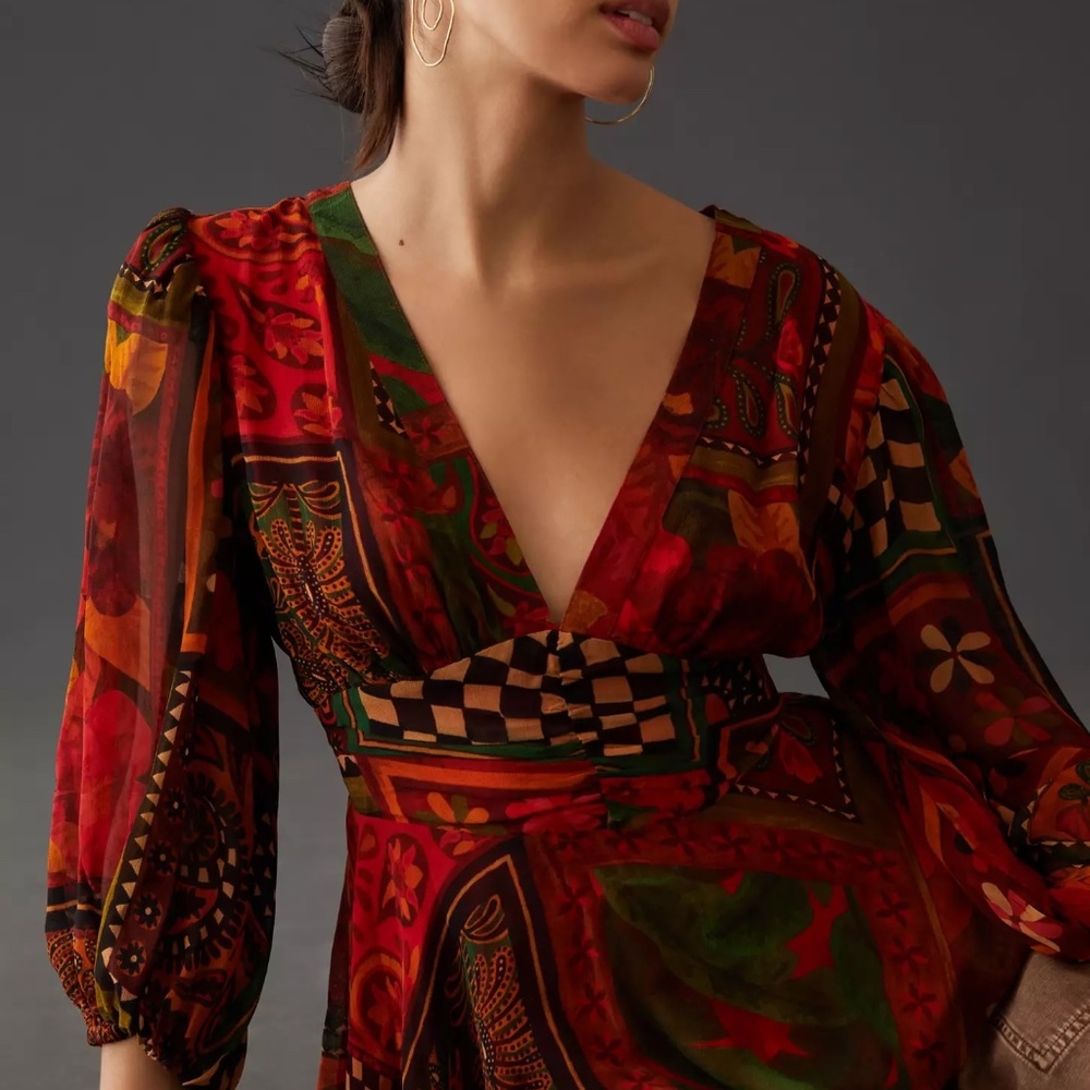 Farm Rio x Anthropologie Sheer Blouse (NEW without tags) size MEDIUM